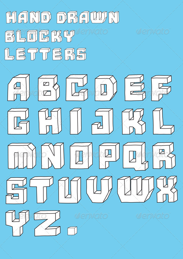 Blosky big alphabet letters - Decorative Vectors