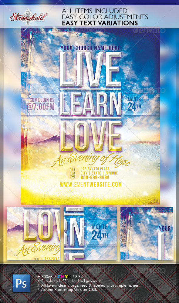 Live Learn Love Flyer Template - Church Flyers