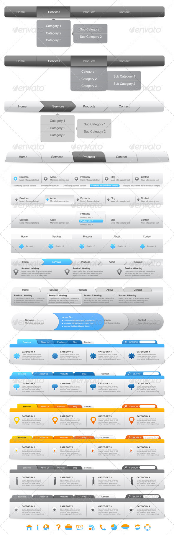 Web Navigation Elements - Navigation Bars Web Elements