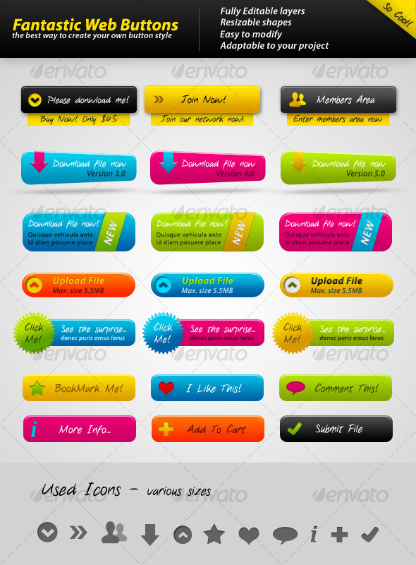 Fantastic Web Buttons - Buttons Web Elements