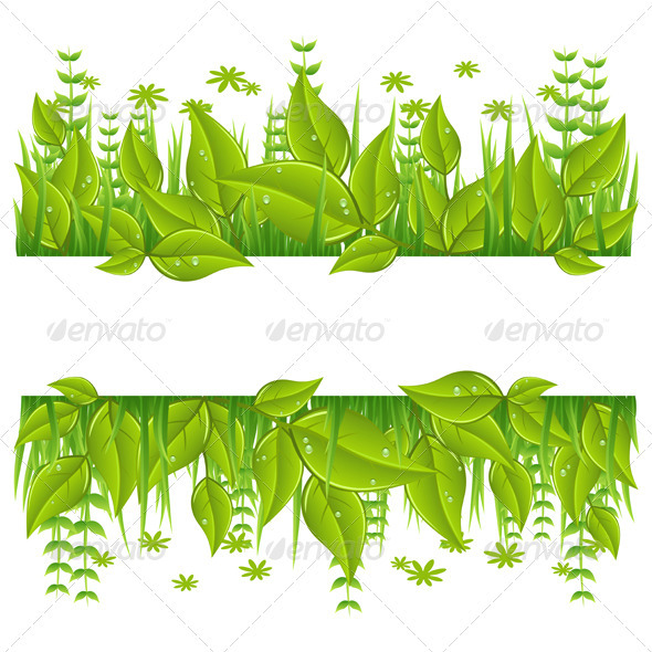 Green eco line with leafs - Nature Conceptual