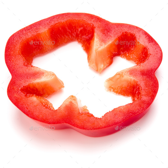 Red sweet bell pepper slice isolated on white background cutout Stock