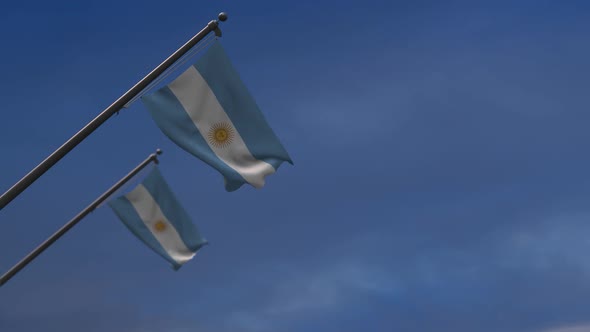 Argentina Flags In The Blue Sky - 2K alt