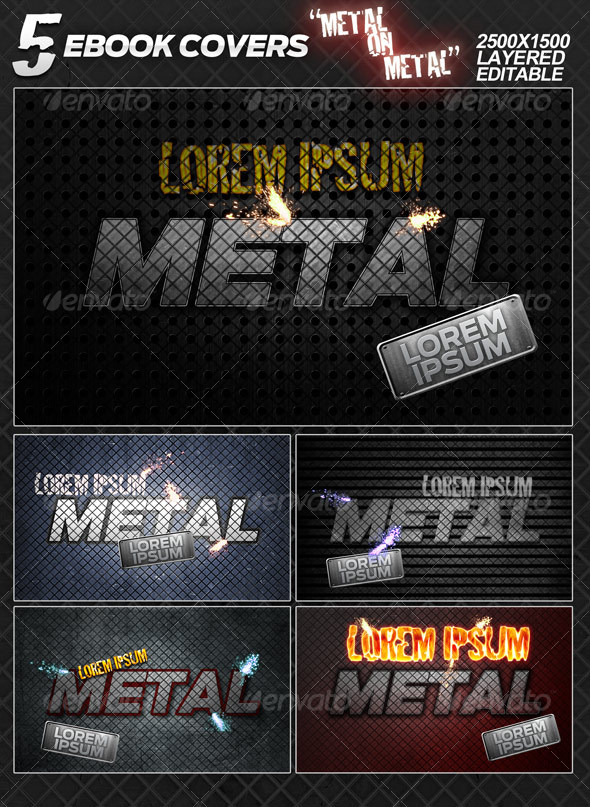 5 eBook covers "Metal On Metal" - layered - Miscellaneous Web Elements