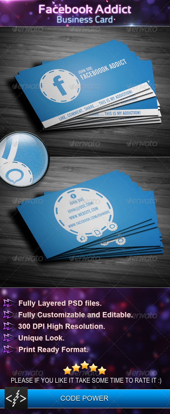 Facebook Addict - Business Card - Creative Business Cards