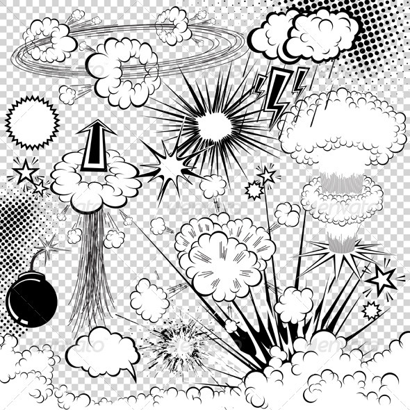 Vector comic book explosion elements - Characters Vectors