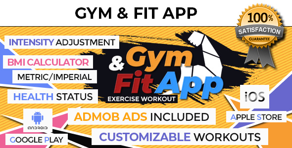 Gym & Fitness Exercise Workout App With CMS + AdMob + GDPR - Android & iOS