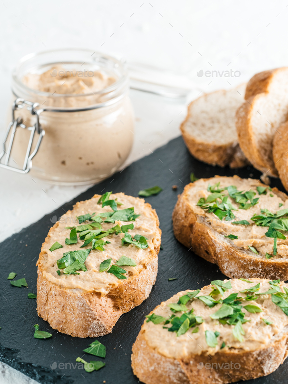 homemade turkey pate on bread - Stock Photo - Images