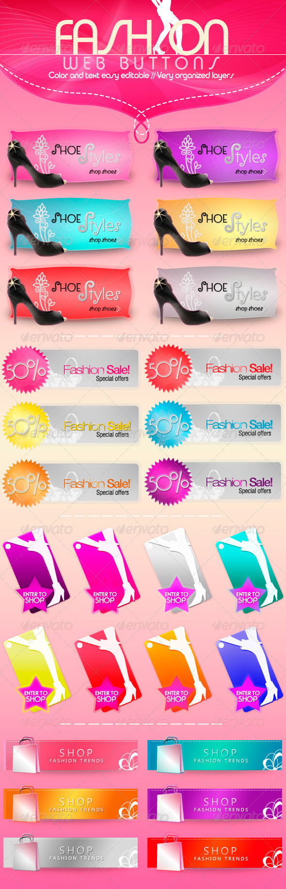 Fashion Web Buttons - Buttons Web Elements