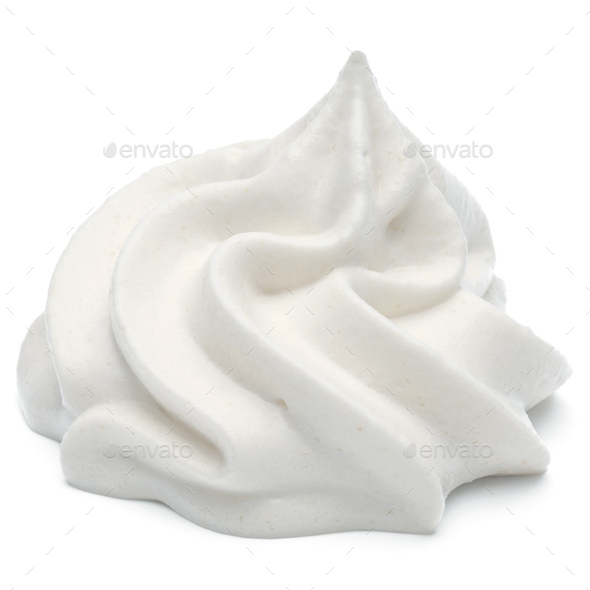 Whipped cream swirl isolated on white background cutout Stock Photo by