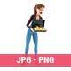 3D Cartoon Woman Holding Briefcase full of Gold Bars