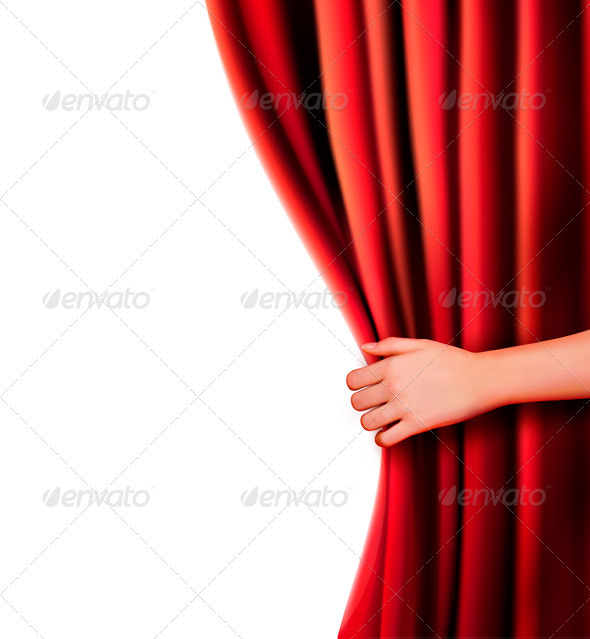 Background with red velvet curtain Vector illustr - Concepts Business