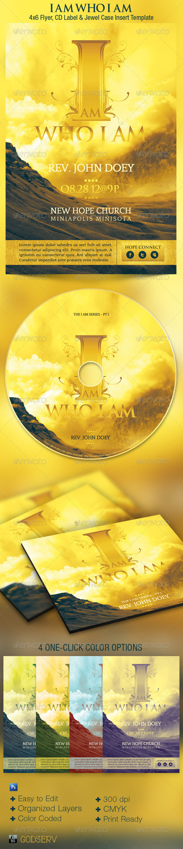 I Am Who I Am Church Flyer CD Template - Church Flyers