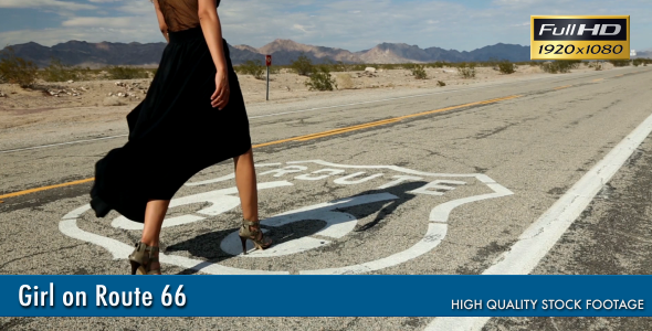 Girl Walking On Route 66, Stock Footage | VideoHive