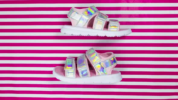Stop Motion Animation of Summer Kids Sandals
