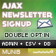 Ajax Newsletter Signup - PHP Admin & CSV export