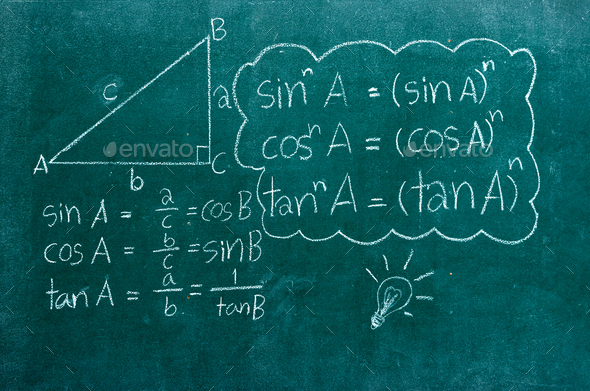 mathematics formulas on a blackboard - Stock Photo - Images