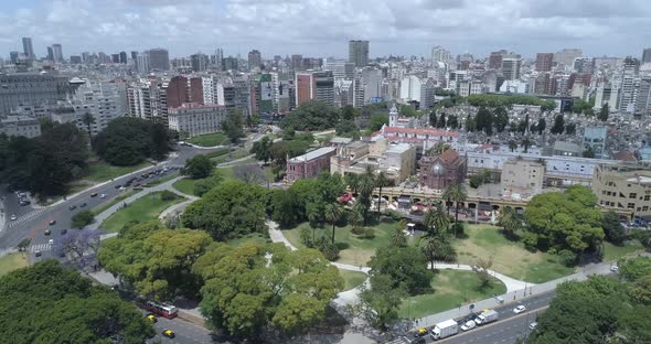 Aerial Drone Scene zoom in of Recoleta Cemetery Historic of Buenos Aires - Argentine. Traveling in. alt