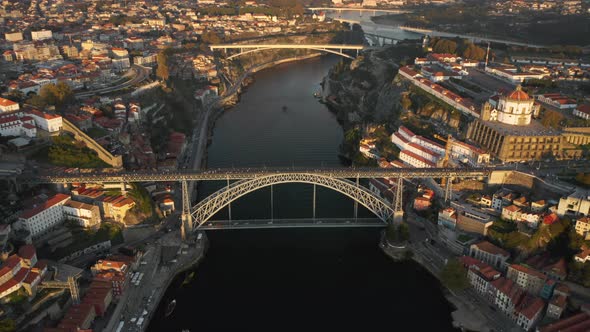 Fascinating Panorama of Oporto with Golden Hour Soft Lighting alt