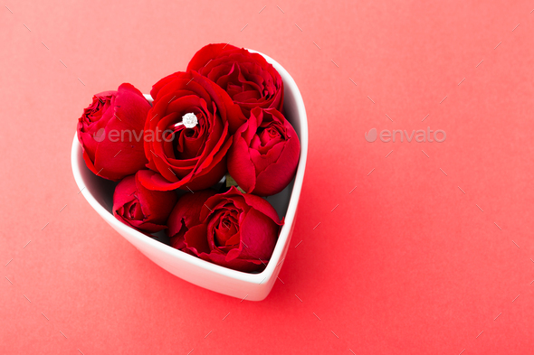 Red Rose Diamond Ring Inside Heart Stock Photo 172425461 | Shutterstock