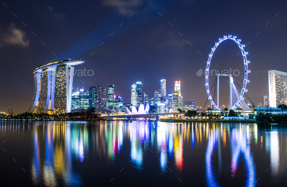Singapore skyline at night Stock Photo by leungchopan | PhotoDune