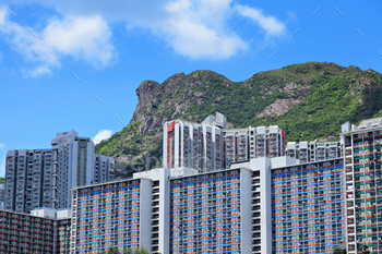 Hong Kong Housing under mountain Lion Rock