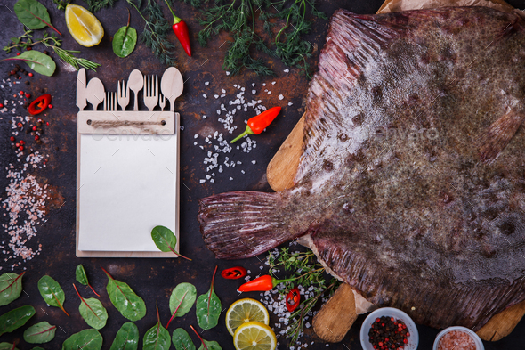 Flounder raw fish - Stock Photo - Images
