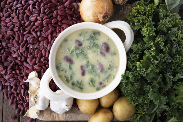 Caldo Verde Soup with Ingredients - Stock Photo - Images