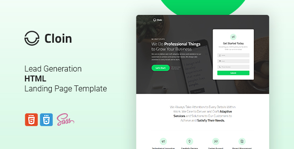 Cloin - HTML Landing Page Template by Morad | ThemeForest
