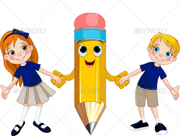 Students and pencil - People Characters