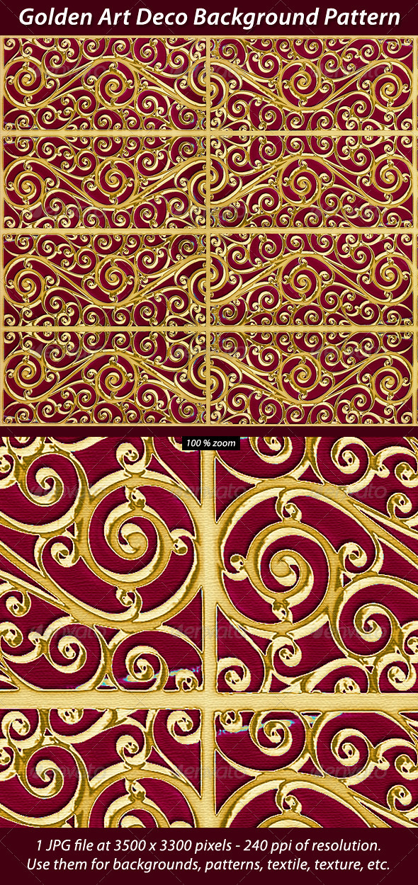 Golden Art Deco Background Pattern - Patterns Backgrounds