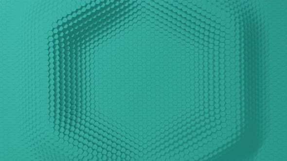 Abstract turquoise hexagon with offset effect