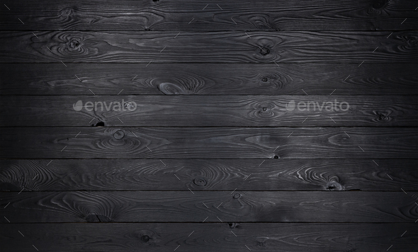 Black wooden background, old wooden planks texture - Stock Photo - Images