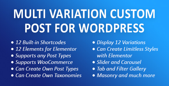 MVCP: Multi Variation Custom Post WordPress Plugin