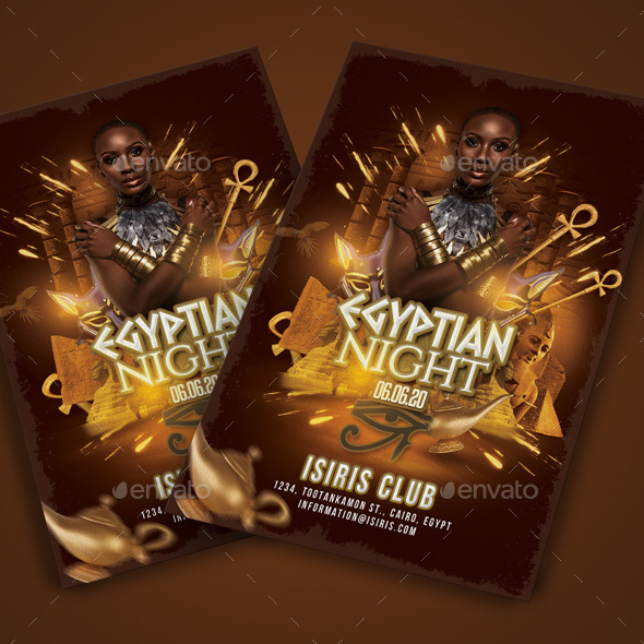 Egyptian Night Party Flyer, Print Templates | GraphicRiver