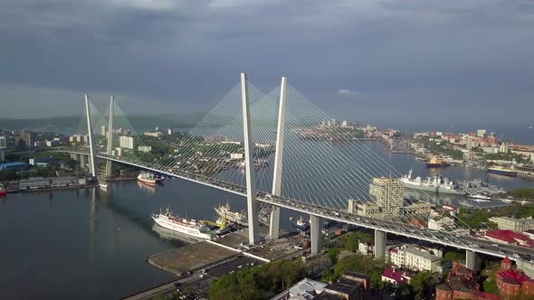 Summer View From a Drone of a City with Hills at Sunrise alt