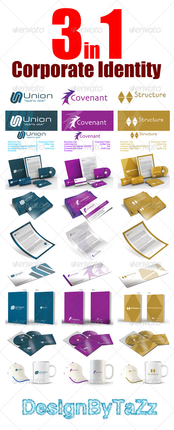 Corporate Startioney Package 3 in 1 - Stationery Print Templates