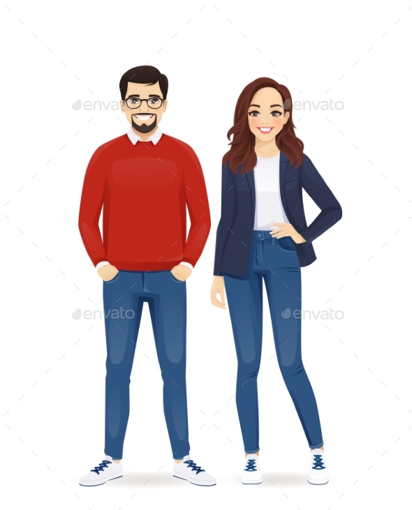 Casual Business Man and Woman