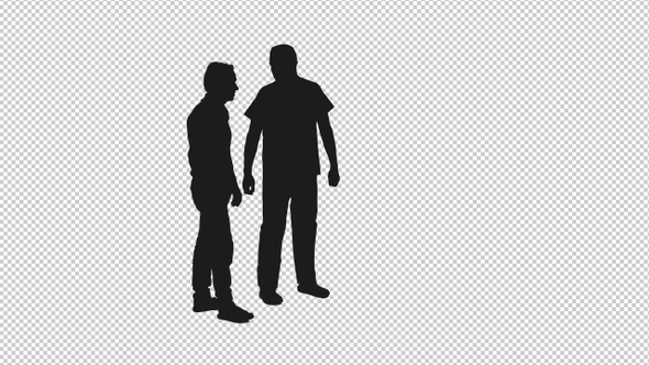 Black and White Silhouettes of Two Men Talking while Walking, Alpha in