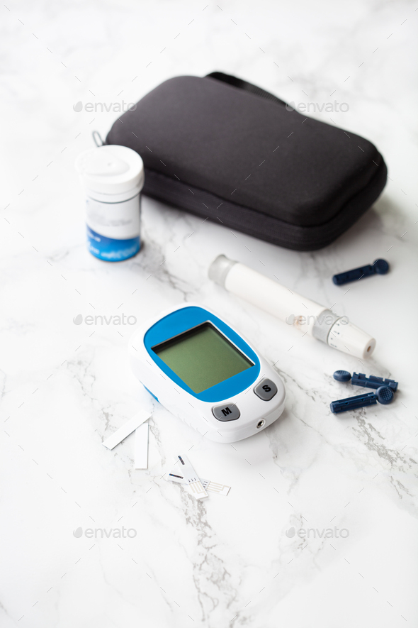 glucometer ketometer lancet and strips for self-monitoring of blood glucose or ketones
