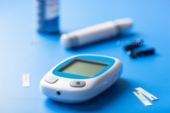 glucometer ketometer lancet and strips for self-monitoring of blood glucose or ketones . diabetes