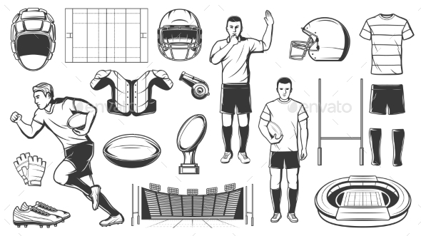 Rugby Sport Football American Game Players Items