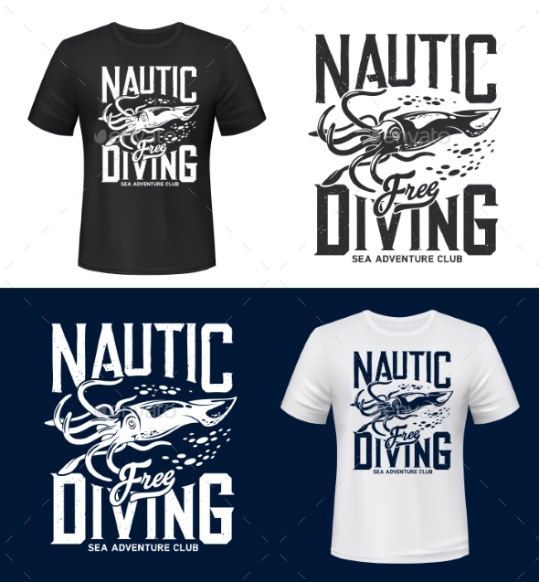 [DOWNLOAD]Squid Print Tshirt Mockup Sea Ocean Diving Club