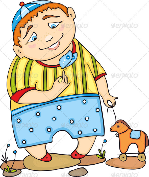 Boy Butterfly Toy Horse - People Characters