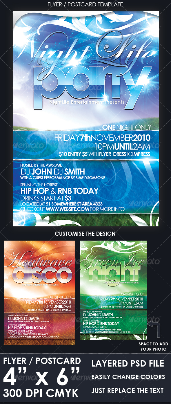 Flyer / Postcard Template - Clubs & Parties Events