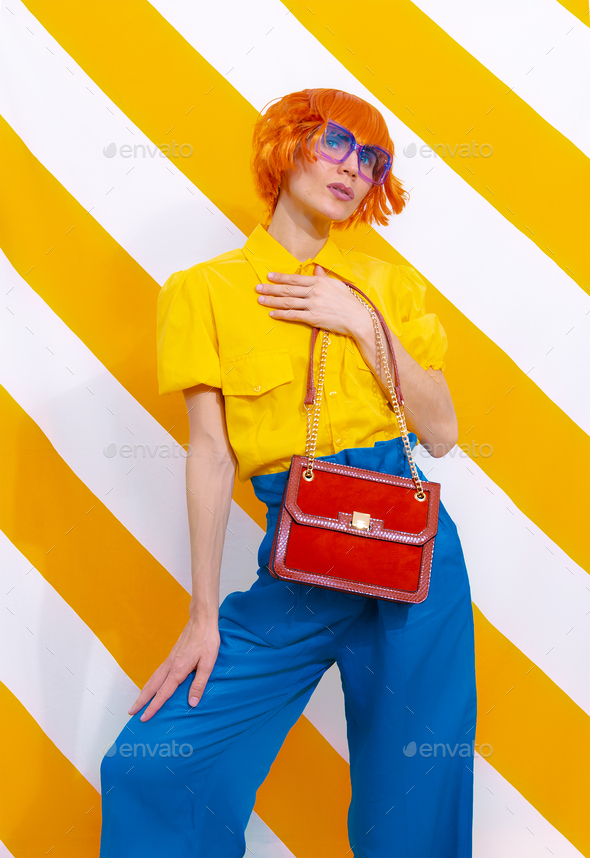 Retro Model holding bag - Stock Photo - Images