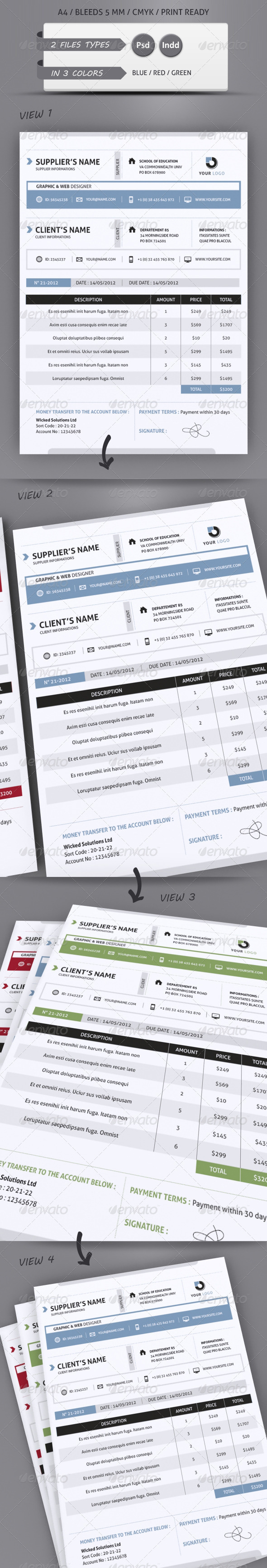 Professional Invoice Template A4 - Proposals & Invoices Stationery