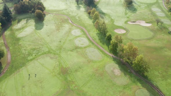 Golf Course Green Turf Golfers Aerial View 