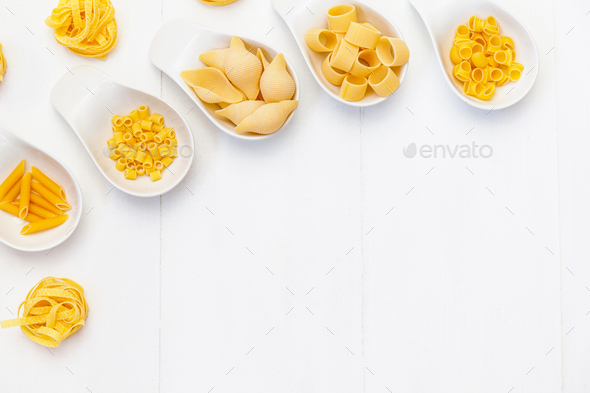 Download Healthy Food Background With Different Types Of Italian Pasta Mockup With Pasta For Your Text Stock Photo By Sepaolina