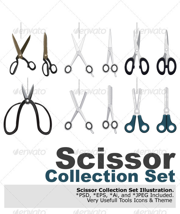 Scissor Collection Set - Man-made Objects Objects